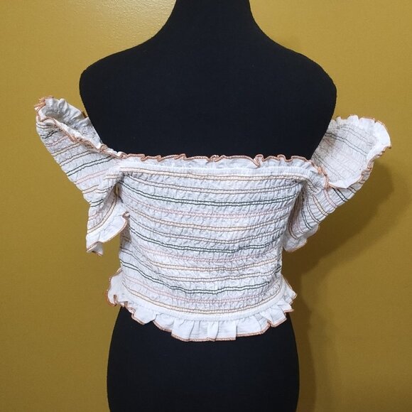 The Native One Off Shoulder Ruffled Blouse L Boho Coquette Cottagecore - Picture 3 of 6